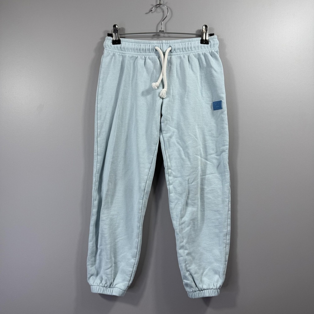 Acne Studios Sweatpants Kids 6-8 Blue French Terry Drawstring Jogger Logo Ankle